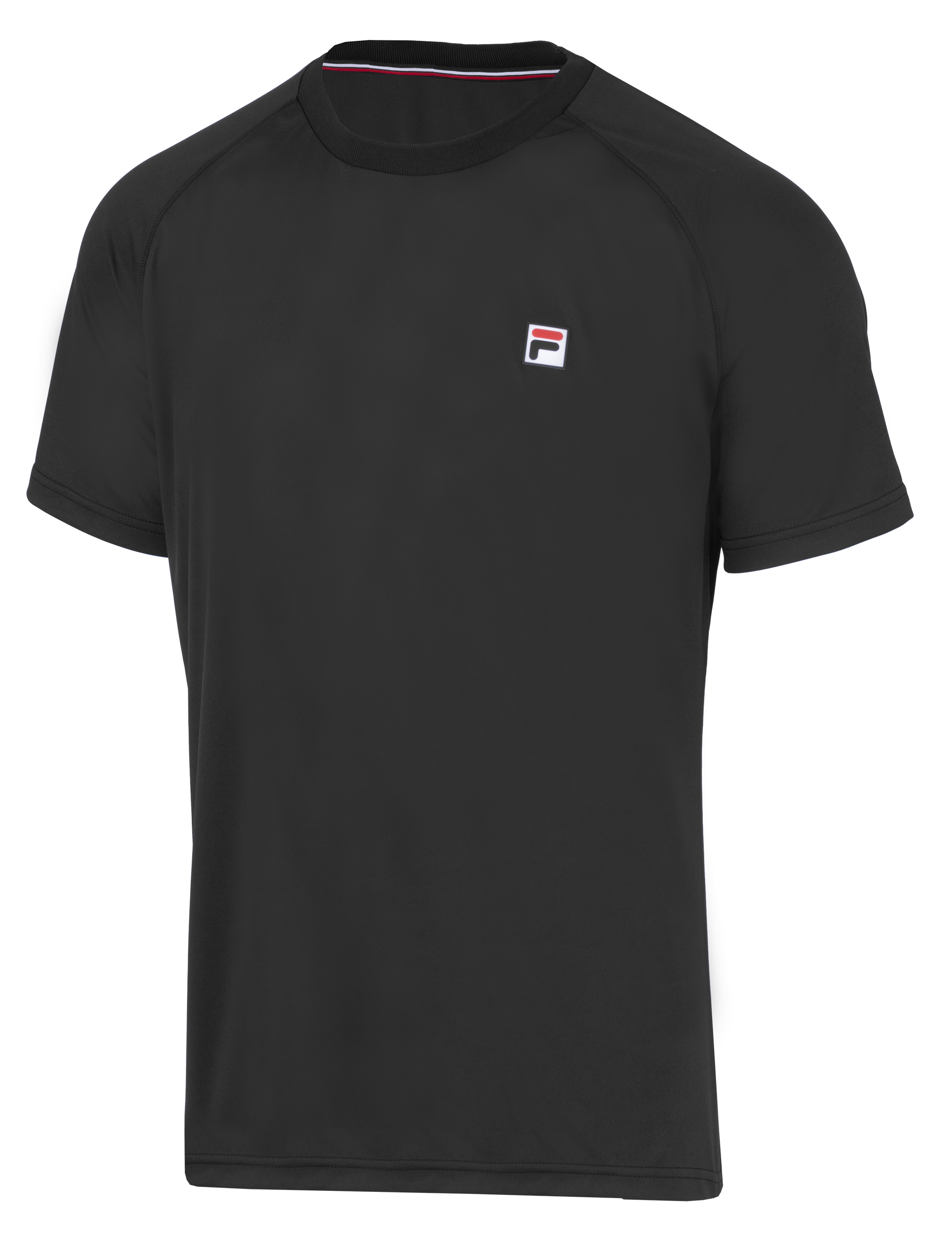 t-shirt, kurzarm, schwarz, Logo-Patch, Rundhals